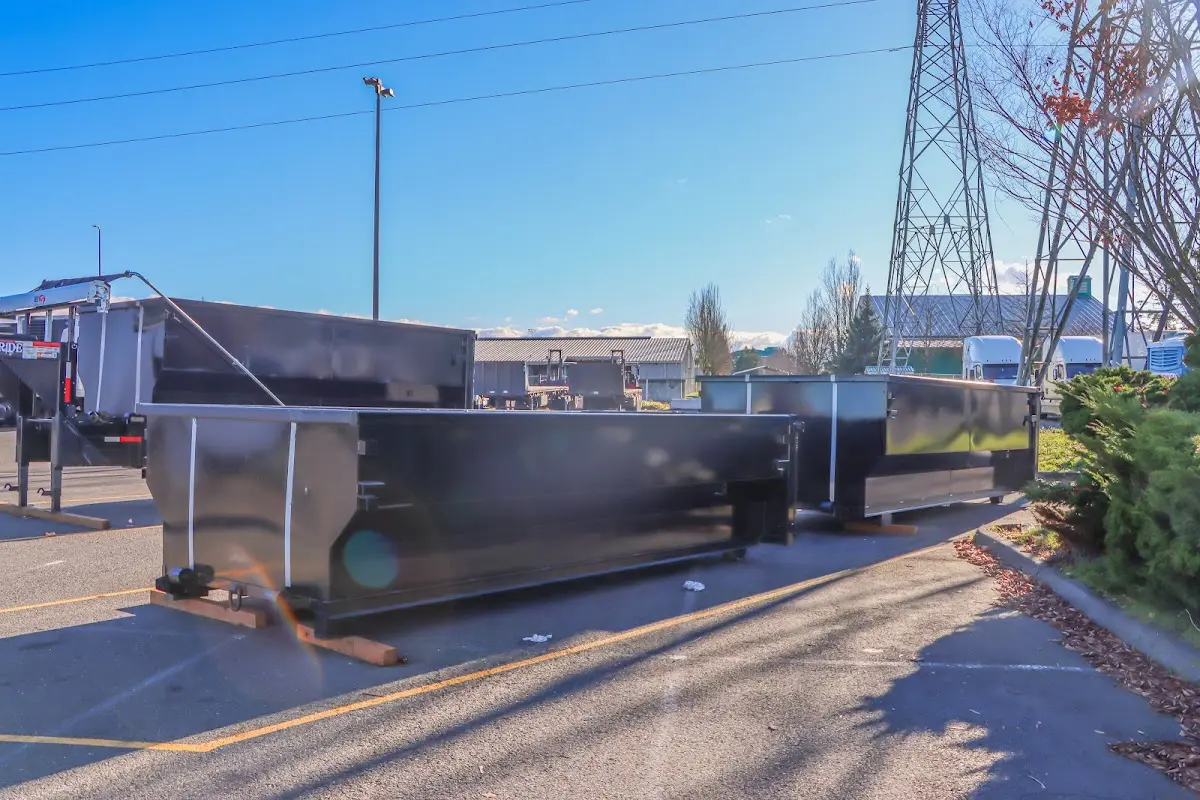Roll-off dumpster ready for waste disposal at job site for Yard Waste Dumpster Rental in Mount Vernon